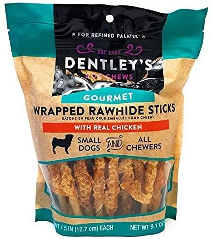 Dentley`S Dog Chews Gourmet Wrapped Rawhide Sticks With Real Chicken 40 ...