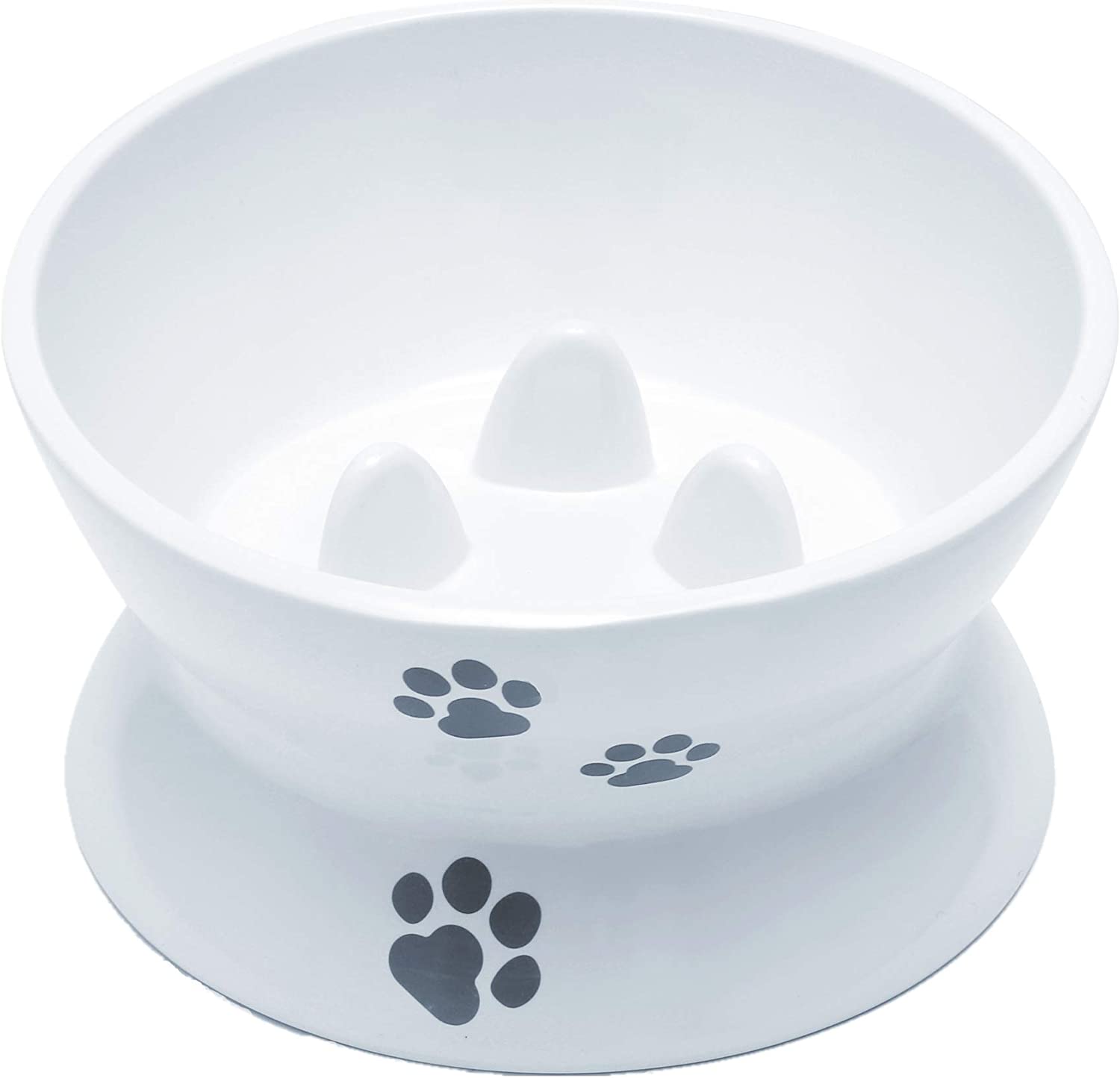 Raised Cat Bowl Elevated Slow Feeder Solve Vomiting Melamine Stress