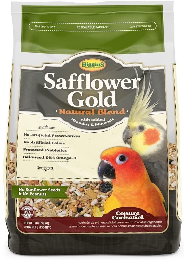 Higgins Safflower Gold Conure And Cockatiel Bird Food 3 Lb Bag Conure Food Cockatiel Food 