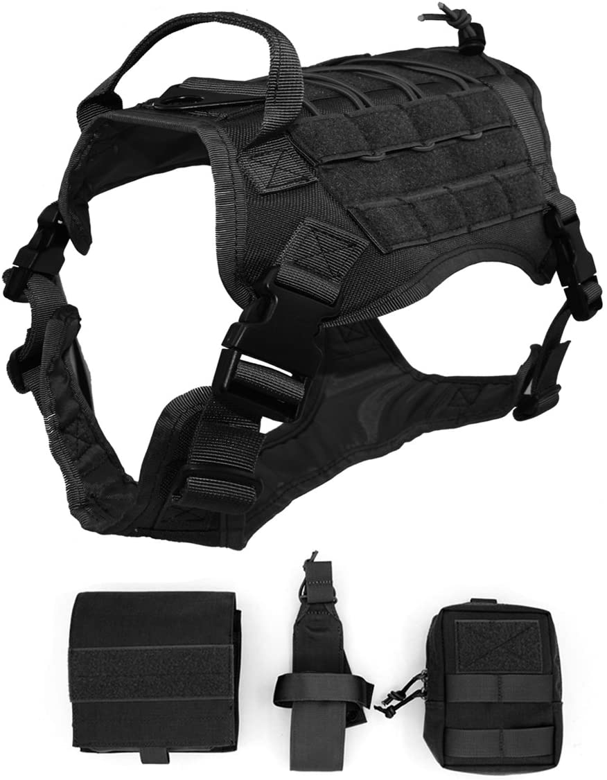 Ultrafun Tactical Dog Harness With Patches Pouches Handle, Molle Vest ...
