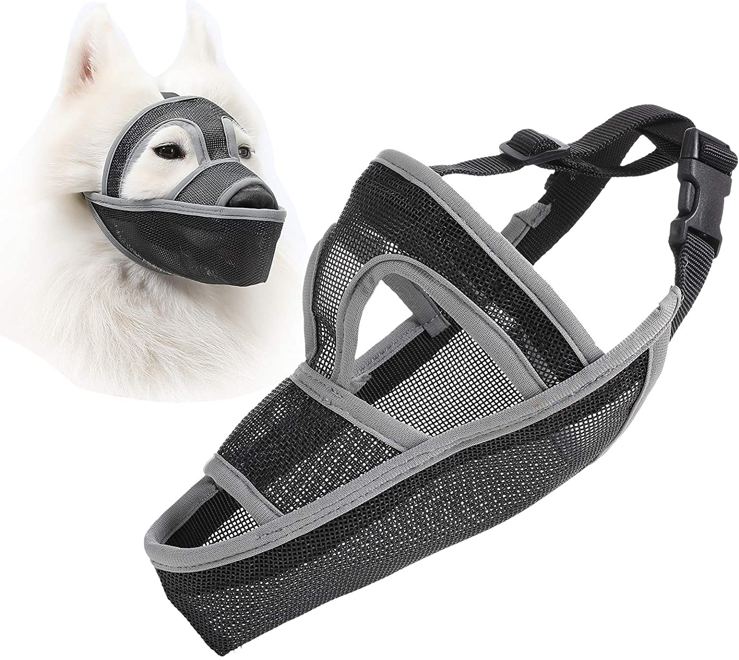 Mayerzon Dog Muzzle, Breathable Mesh Muzzle For Biting, Licking Wound ...