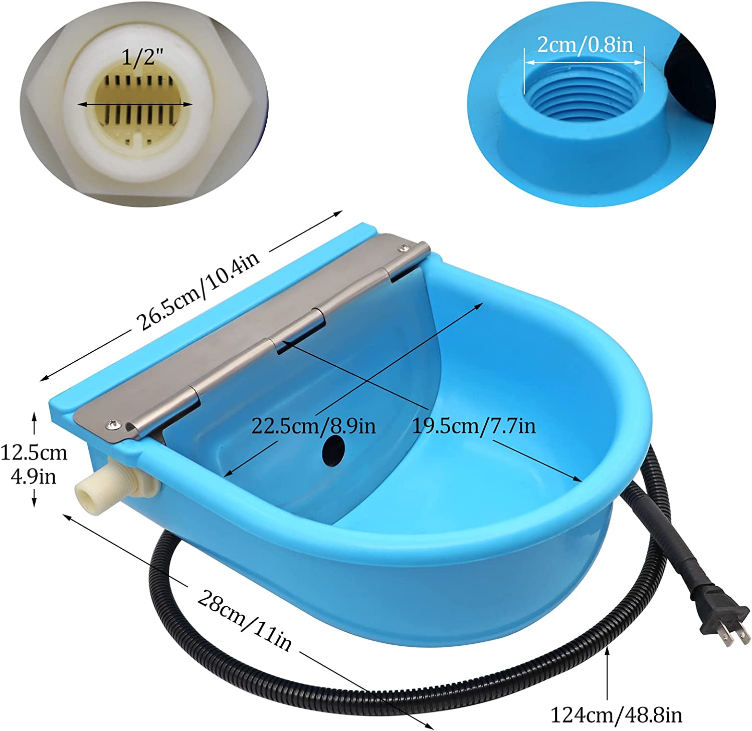 Heated Water Bowl For Dog, Automatic Livestock Waterer Heating Water