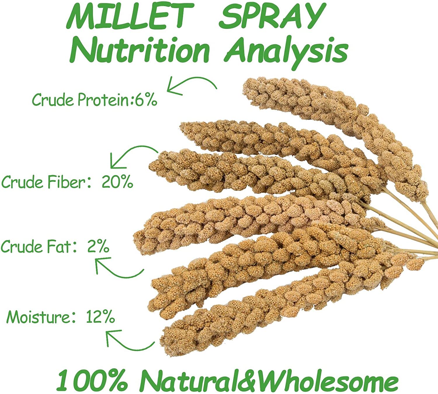 5Lbs Millet Spray For Birds, GmoFree, Sun Dried Spray Millet, Original Bird Treats & Supplement